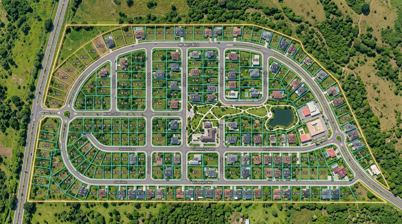 Cadastral land map and survey planning